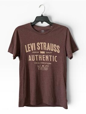 Levi's Men's Graphic Crew Neck T-Shirt Size XS Brown Logo Short Sleeve Soft